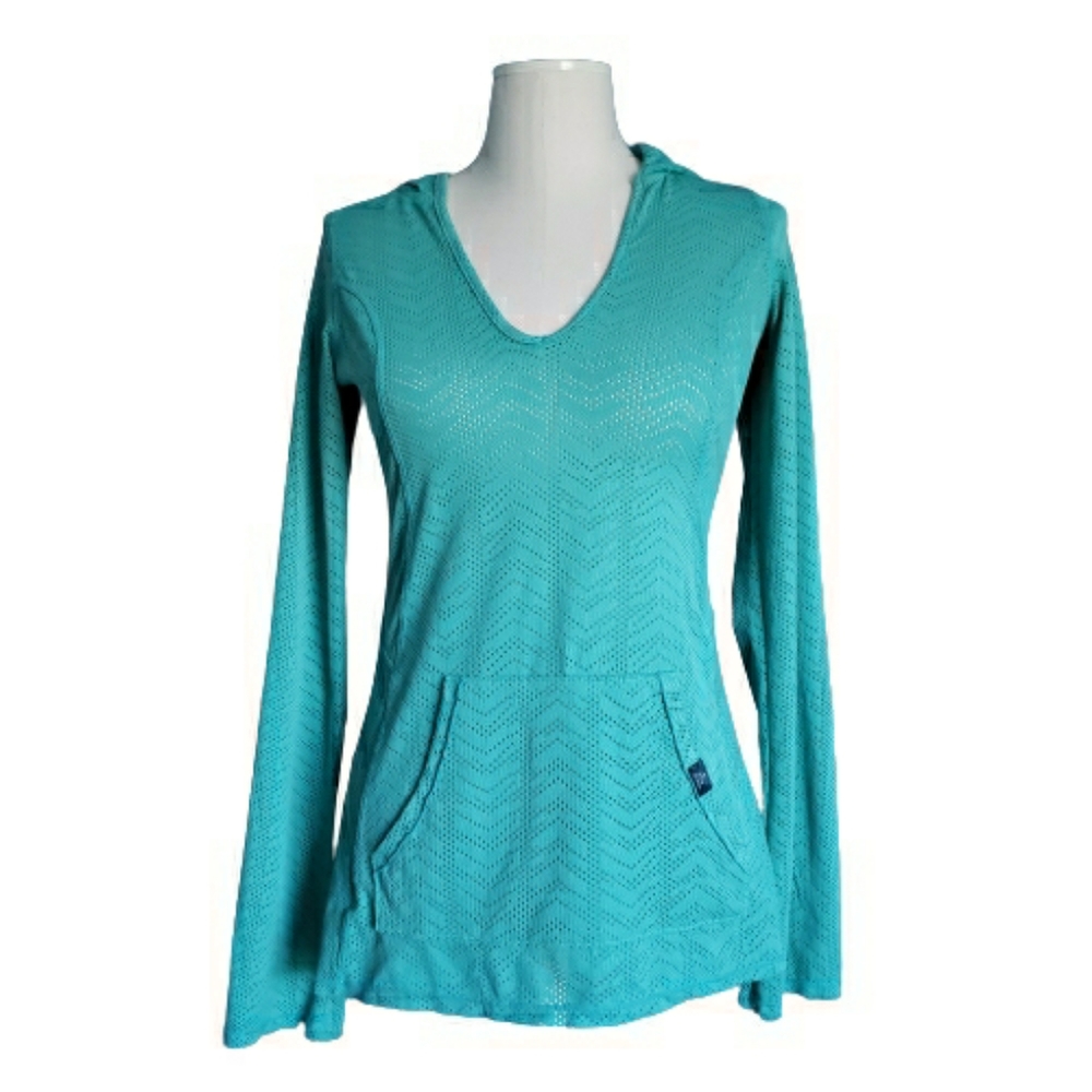 prAna Angie Mesh Hoodie in Turquoise